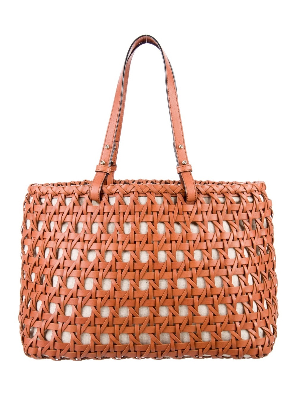 Kate spade Woodley Avenue Delphine Woven Tote in a cinnamon brown leather